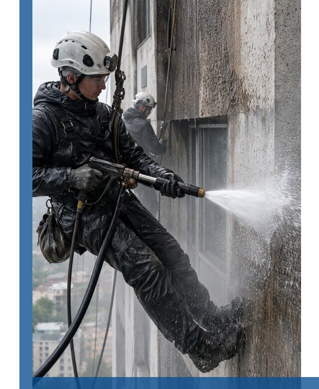 Гидроструйная очистка фасадов и конструкций в Мончегорске