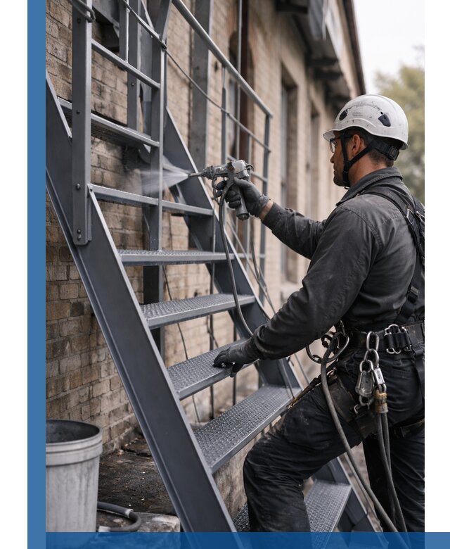 Покраска и антикоррозионная защита пожарных лестниц в Мончегорске