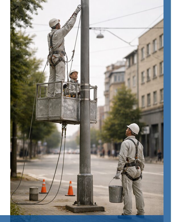 Покраска опор освещения в Мончегорске от 5050 р. | ВЫСОТНИК-Мнч