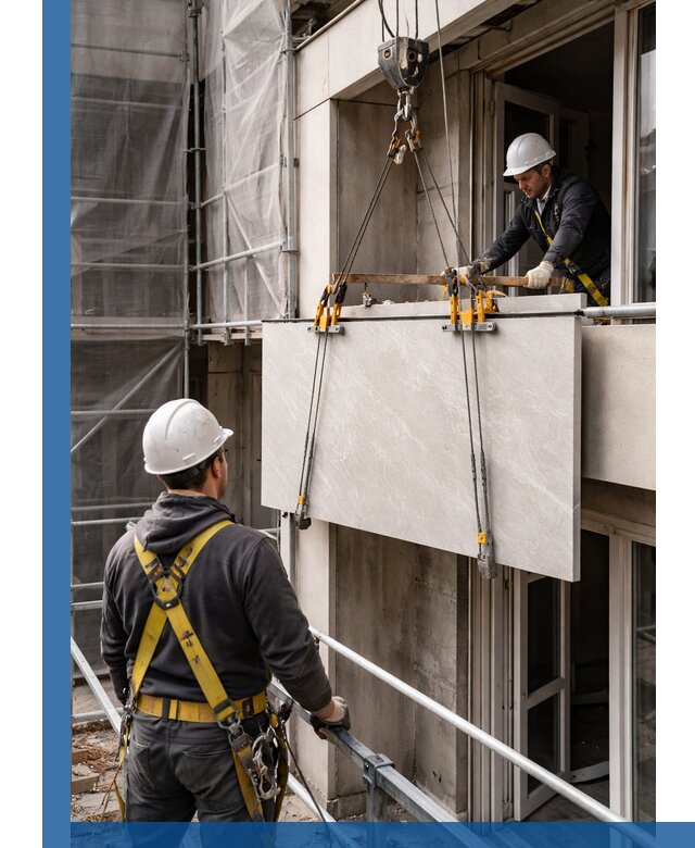 Подъем керамогранита на этаж в Мончегорске грузчиками и техникой