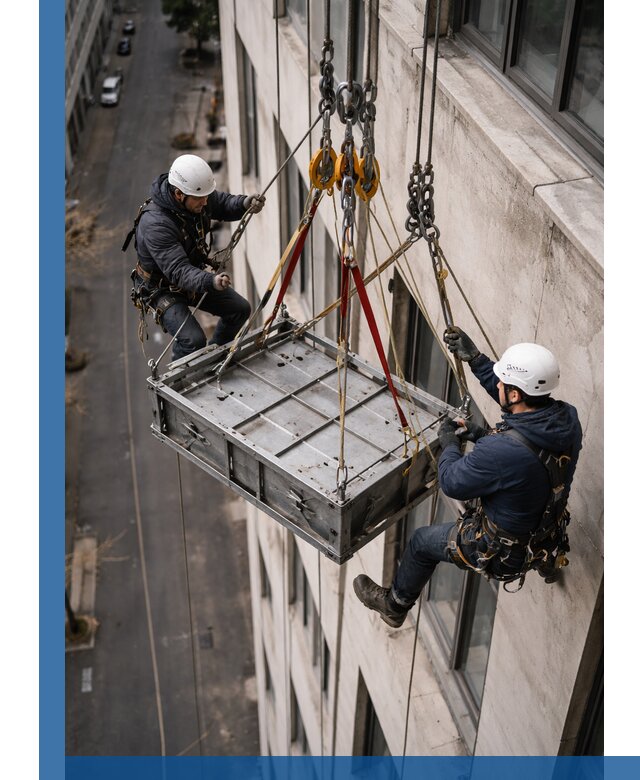 Спуск и подъем грузов по фасаду в Мончегорске для зданий