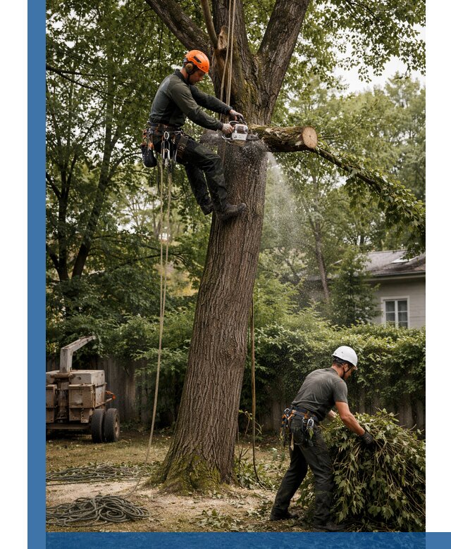 Кронирование деревьев в Мончегорске, безопасная высотная обрезка