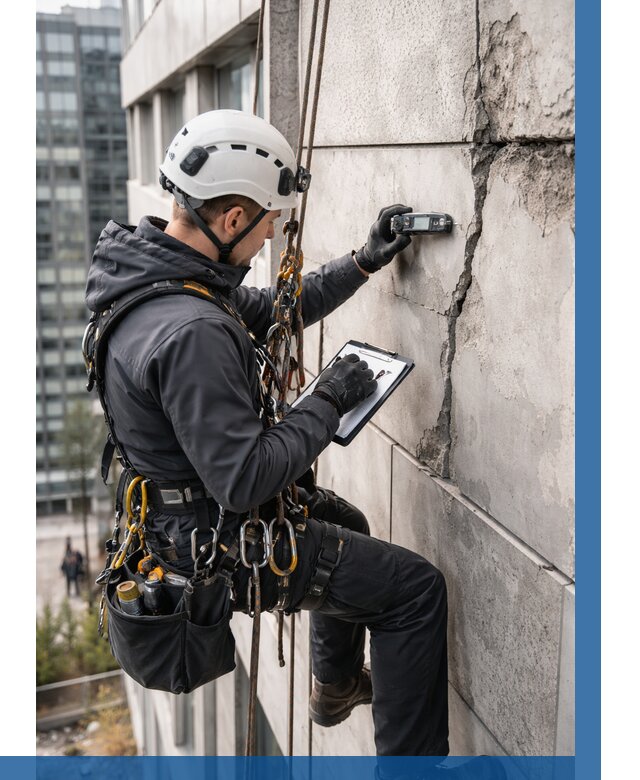 Обследование фасада альпинистами в Мончегорске от 121 р. | ВЫСОТНИК-Мнч