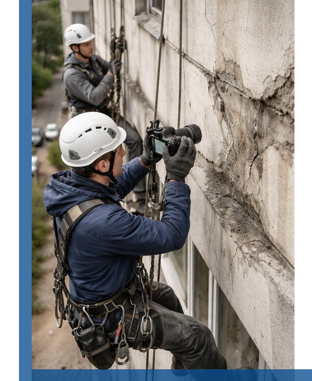 Фотофиксация дефектов фасада с высотной съемкой в Мончегорске