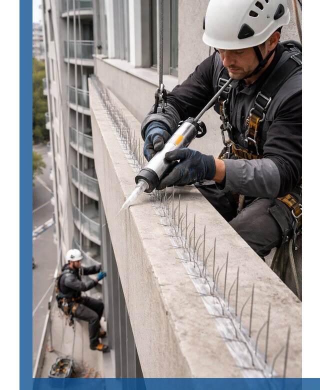 Установка шипов от птиц на фасадах и кровлях в Мончегорске